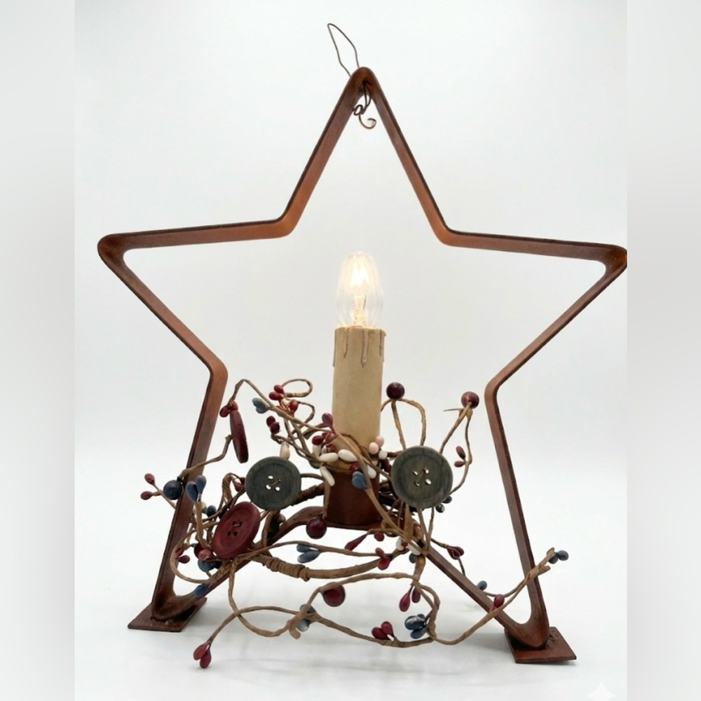 Primitive / Farmhouse Rustic Star Lamp - Picture 5 of 8